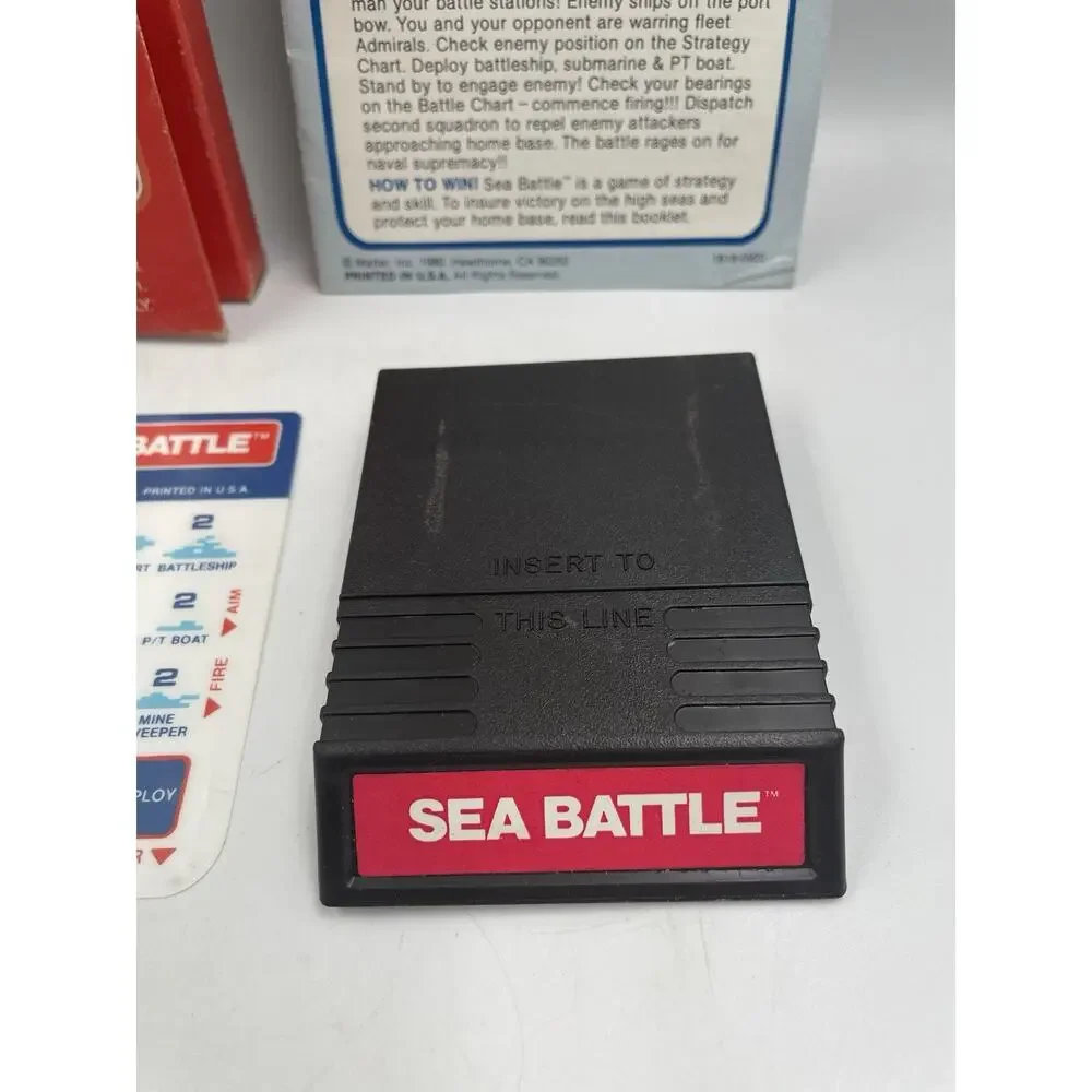 Sea Battle Mattel Intellivision Video Game 1980 CIB Box Manual Overlays
